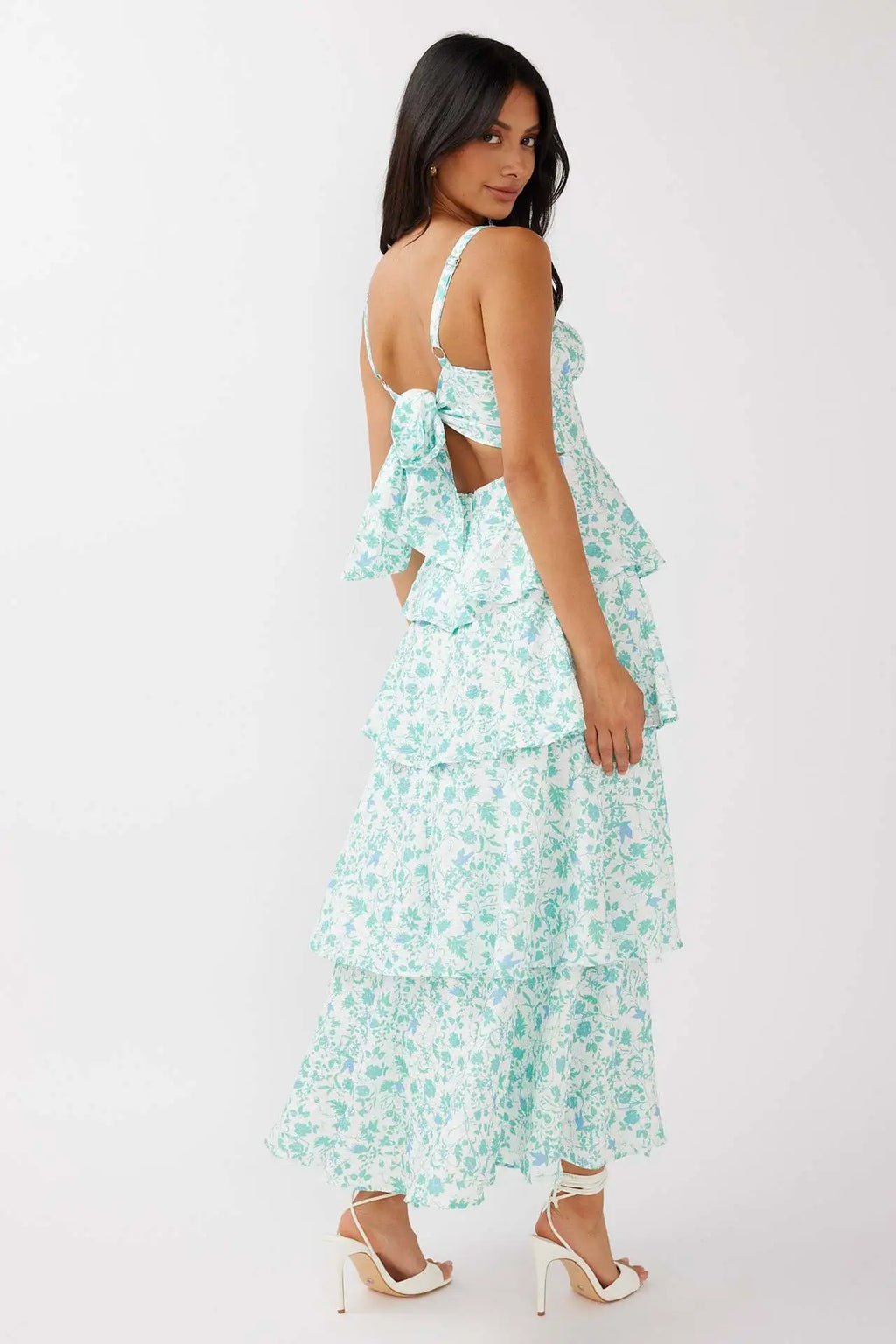 Summer Bloom Tiered Maxi Dress - Green