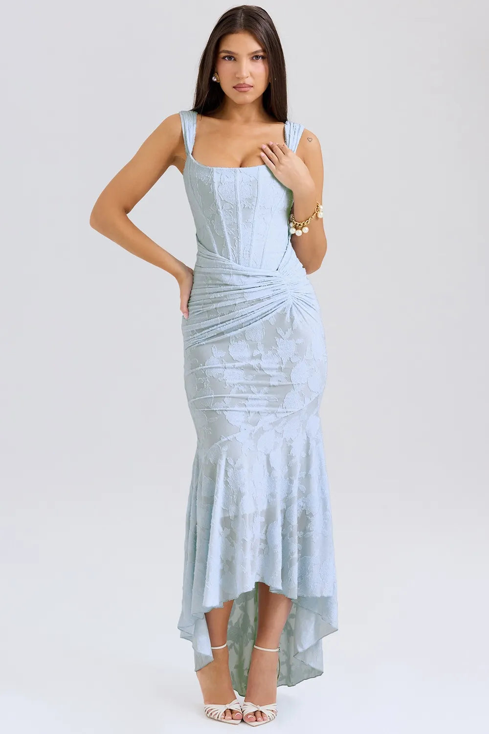 Celeste Jacquard High-Low Midi Dress