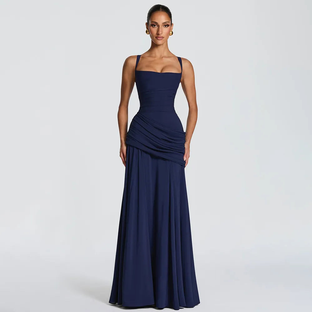 Midnight Romance Strapless Satin Maxi Dress
