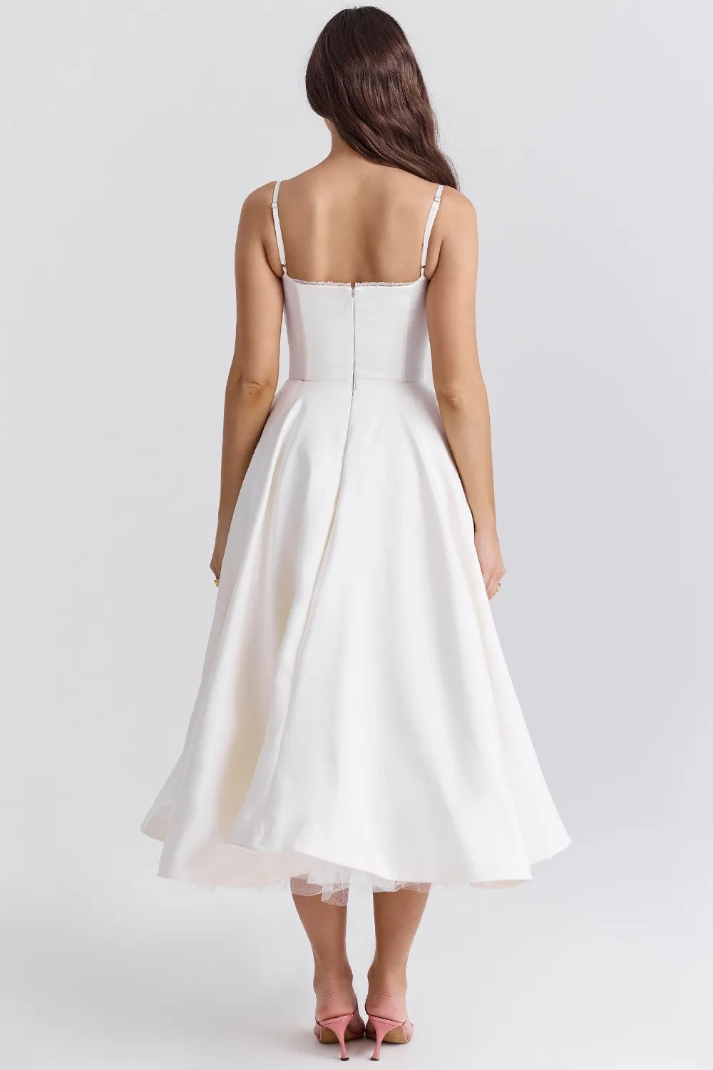 Waistband Sexy Space Girl Midi Dress - White