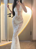 Amour Lace Halter Maxi Cover-Up Dress