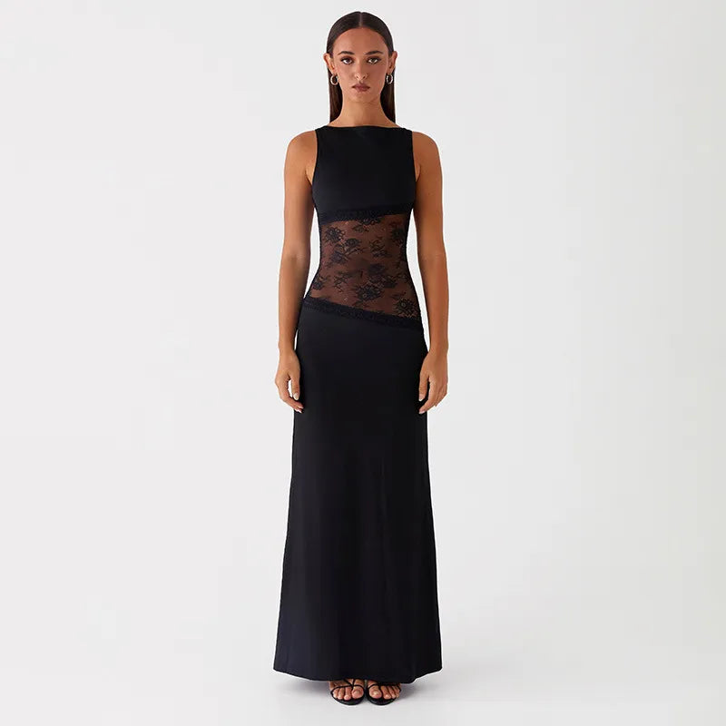 Midnight Lace Contour Maxi Dress