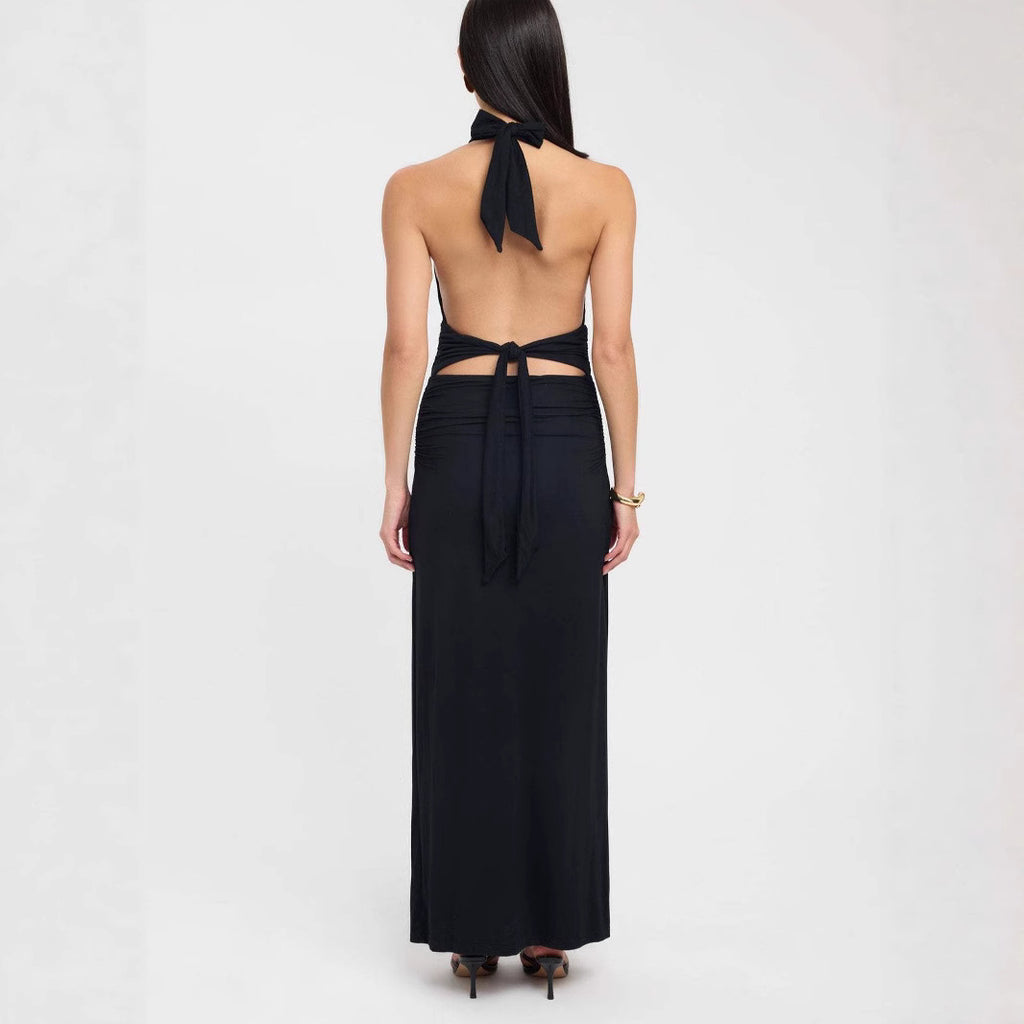 Midnight Muse Halter Maxi Dress