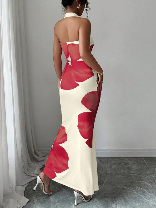 Blossom Grace Halter Maxi Dress