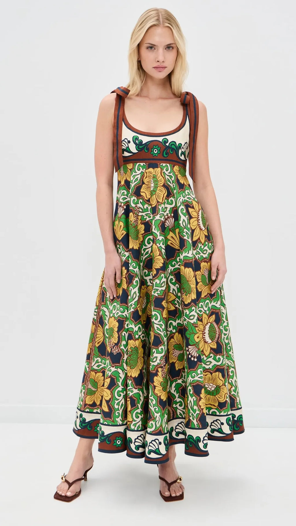 Verdant Bloom Printed Maxi Dress