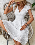 Amelia Broderie Flutter Sleeve Midi Dress
