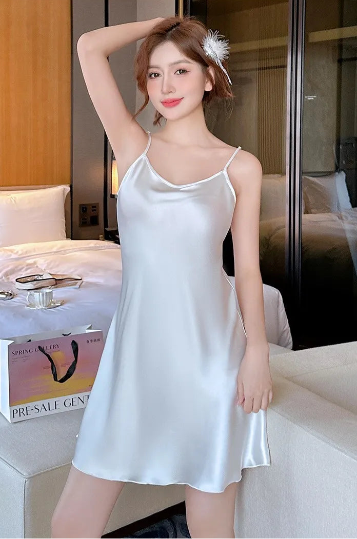 Silky Soft Sleep & Lounge Mini Dress - Beige