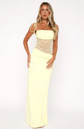 Celeste Lace Panel Maxi Dress - Light apricot