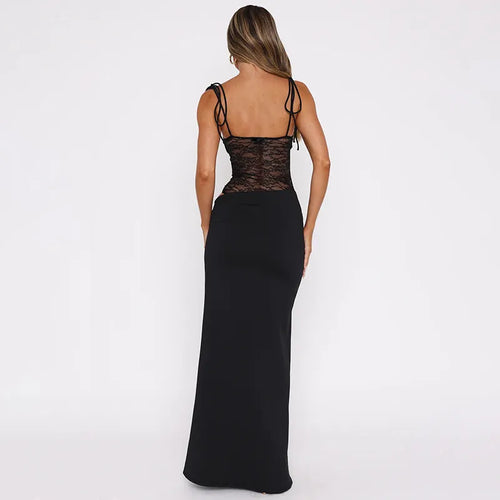 Celeste Lace Panel Maxi Dress - Black