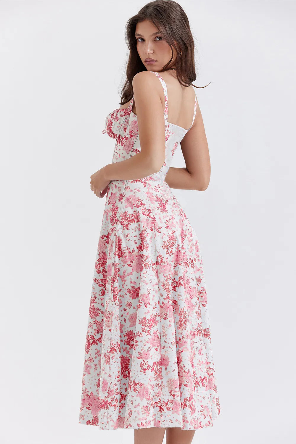 Everly Sweetheart Corset Midi Dress - Rose