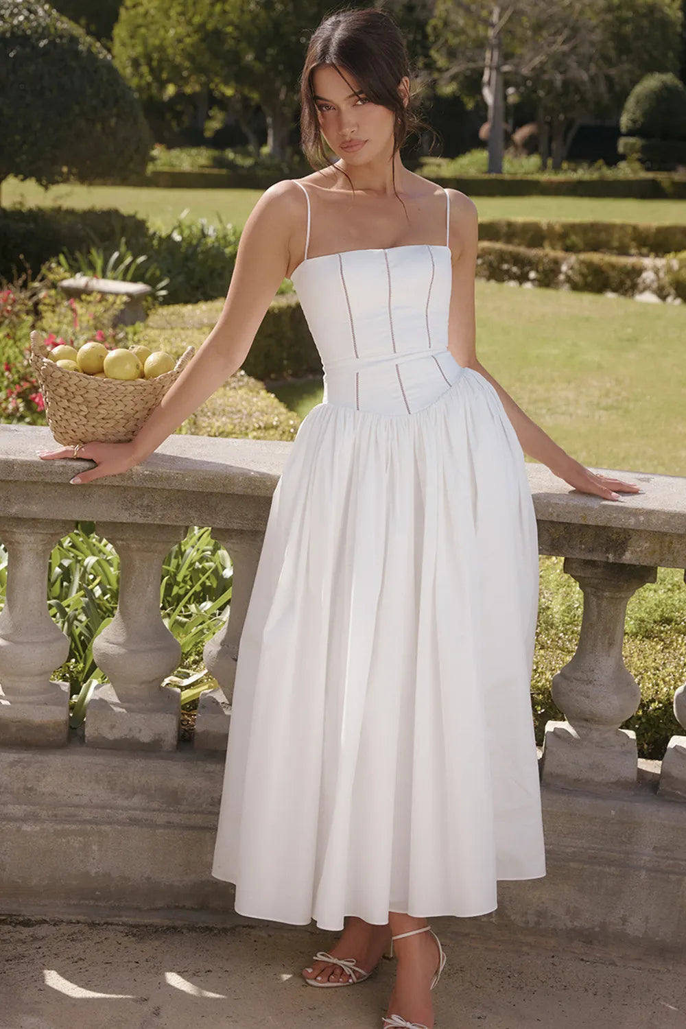 Celeste Corset Midi Dress - White