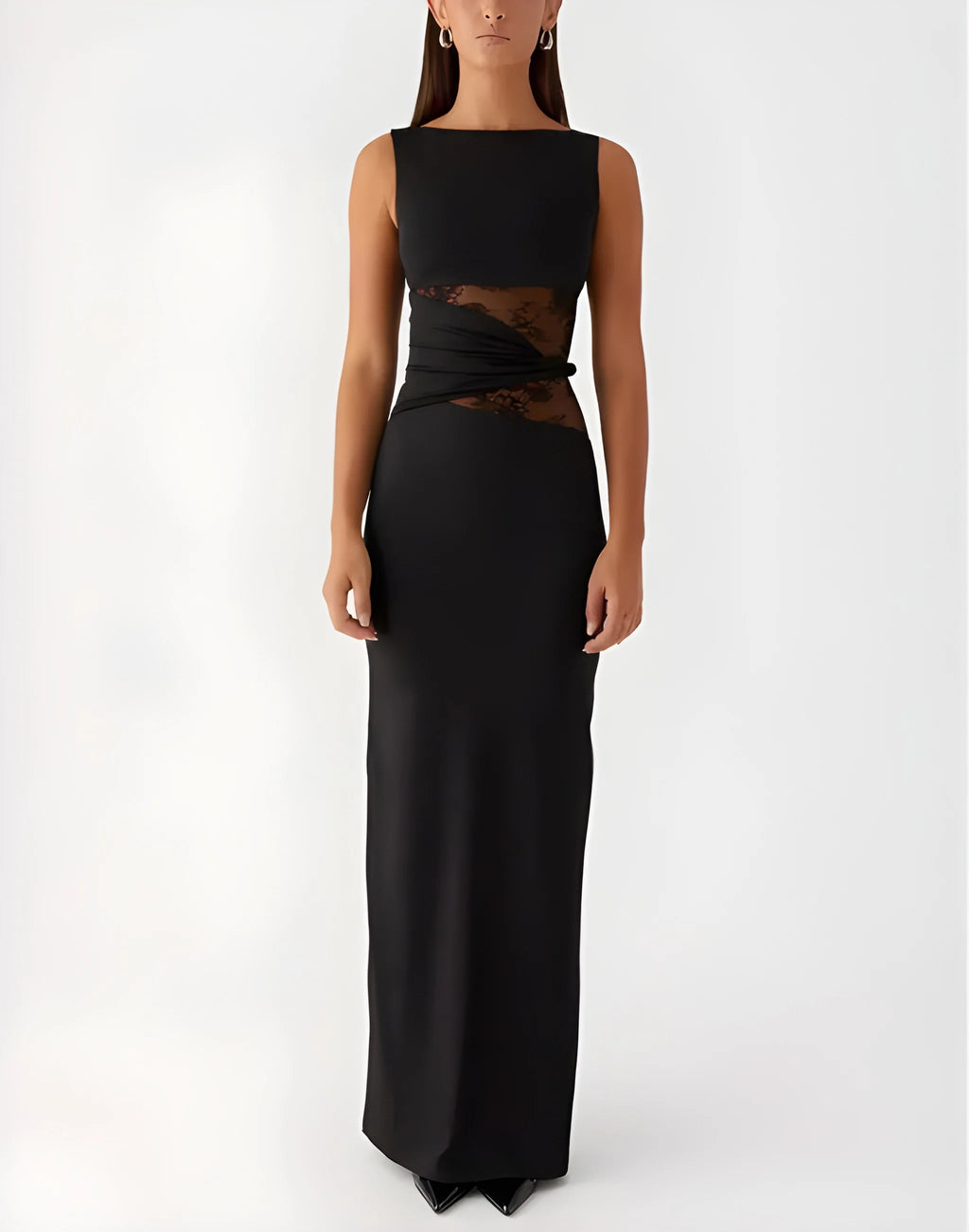 Celeste Lace Cut-Out Maxi Dress - Black