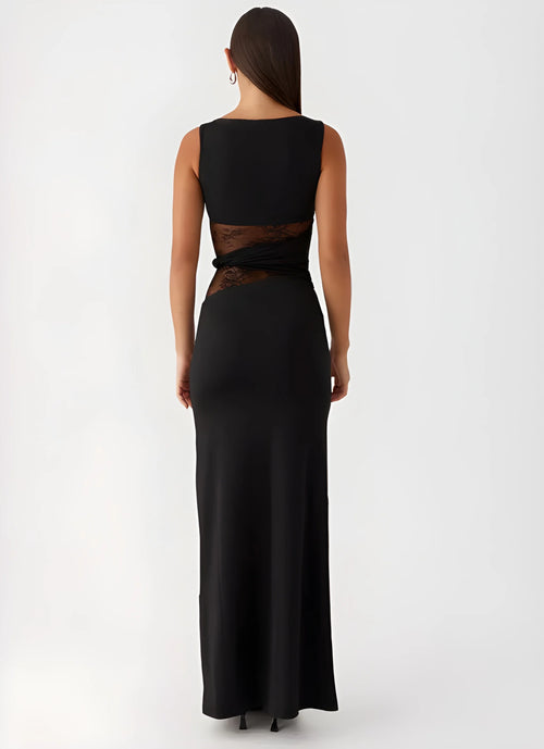Celeste Lace Cut-Out Maxi Dress - Black