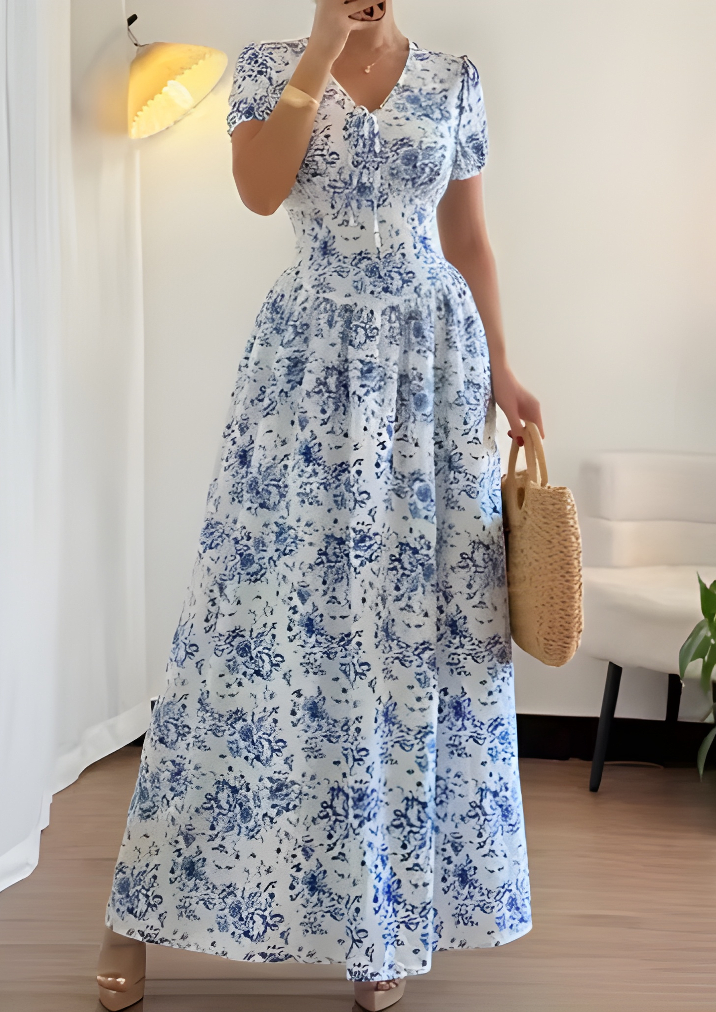 Rosalie Floral Maxi Dress - Blue