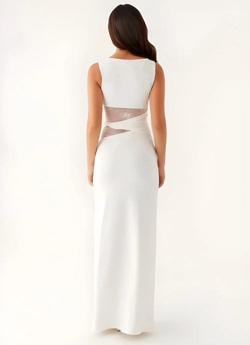 Celeste Lace Cut-Out Maxi Dress - White