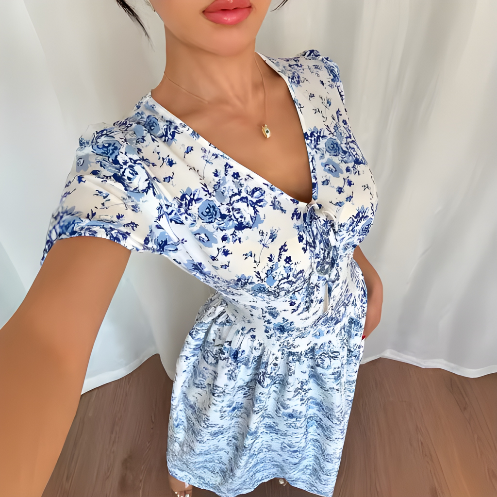Rosalie Floral Maxi Dress - Blue