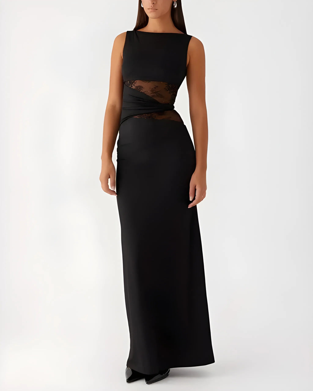 Celeste Lace Cut-Out Maxi Dress - Black