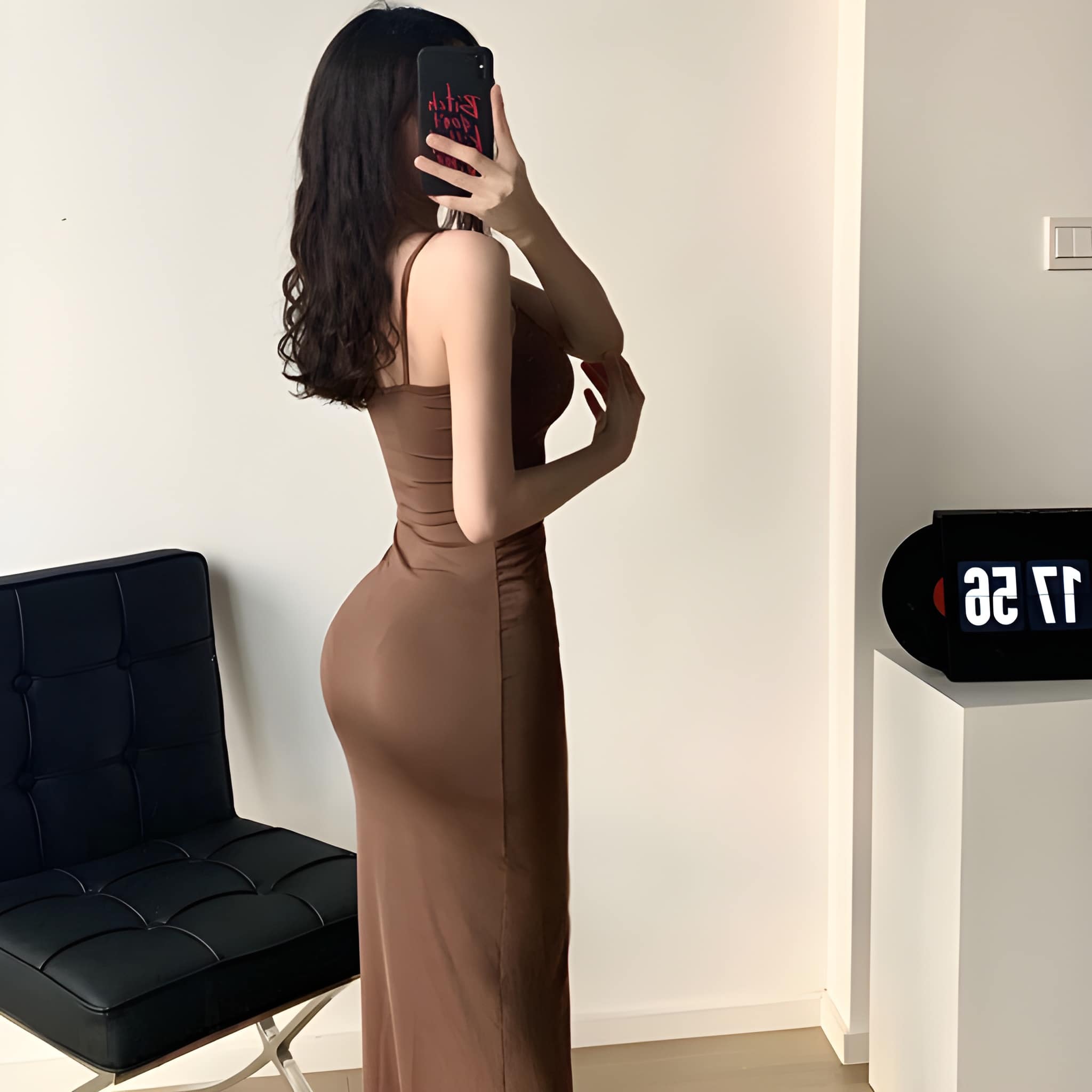 Serena Sculpt Fishtail Maxi Dress - Brown