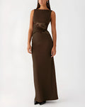 Celeste Lace Cut-Out Maxi Dress - Brown