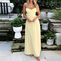 Elegant A-Line Maxi Dress - Yellow