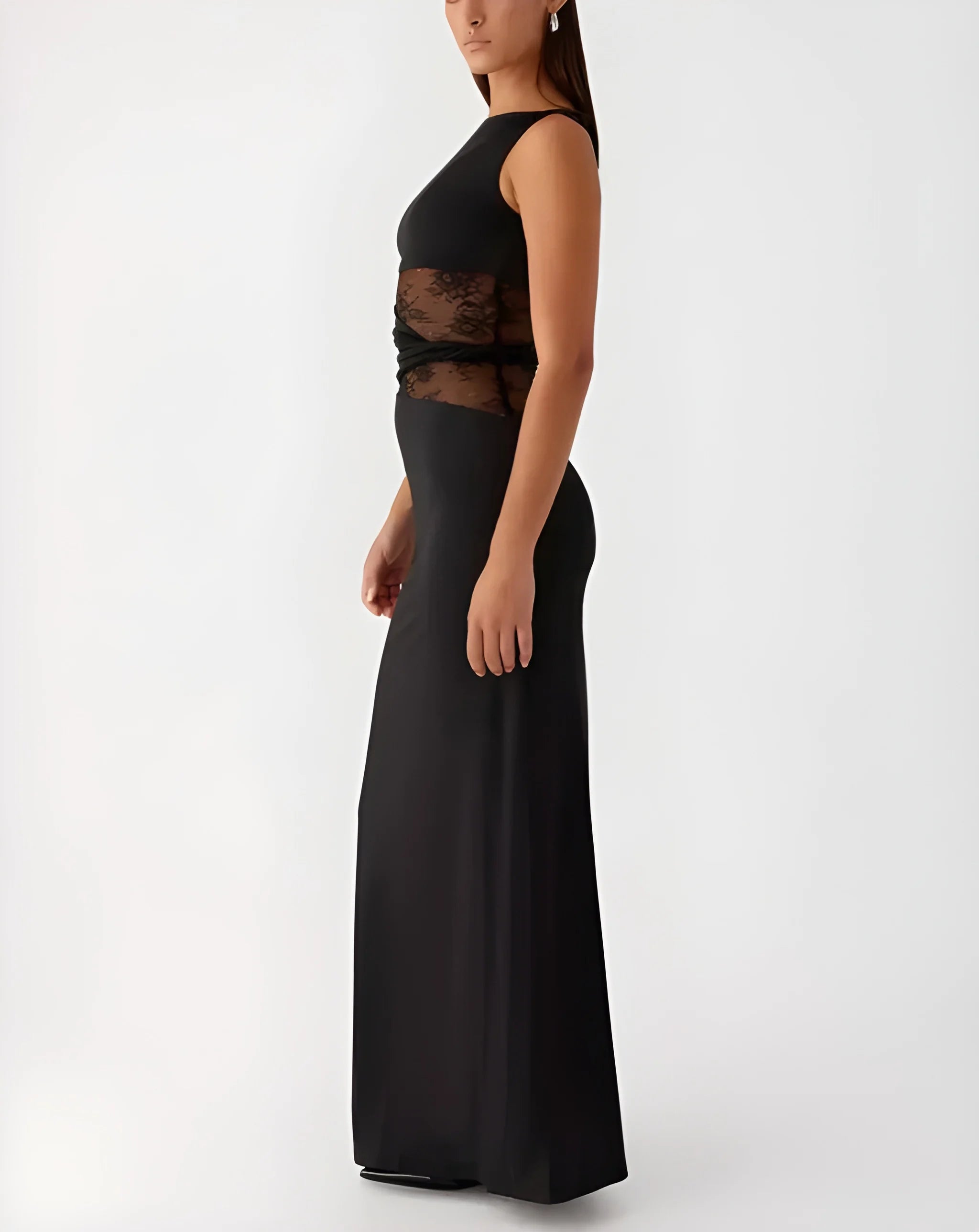 Celeste Lace Cut-Out Maxi Dress - Black