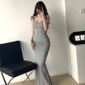 Serena Sculpt Fishtail Maxi Dress - Gray