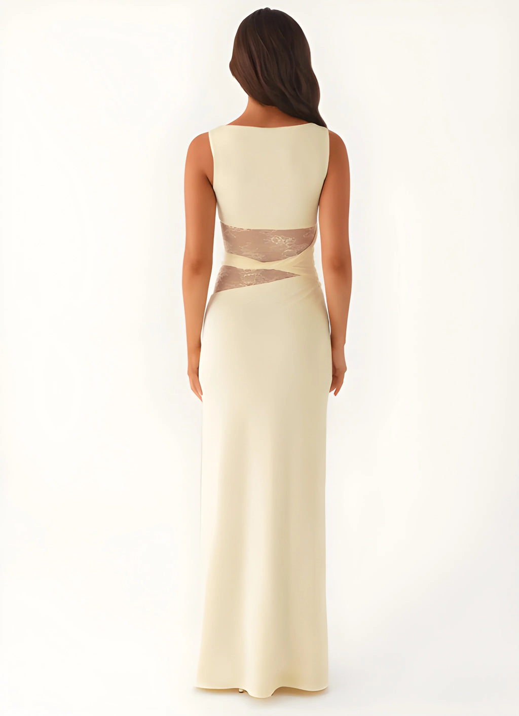 Celeste Lace Cut-Out Maxi Dress - Light Yellow