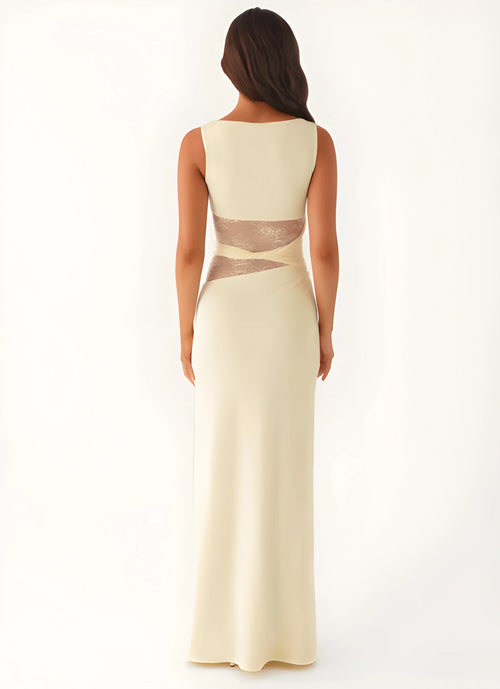 Celeste Lace Cut-Out Maxi Dress - Light Yellow