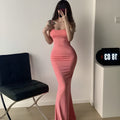 Serena Sculpt Fishtail Maxi Dress - Pink