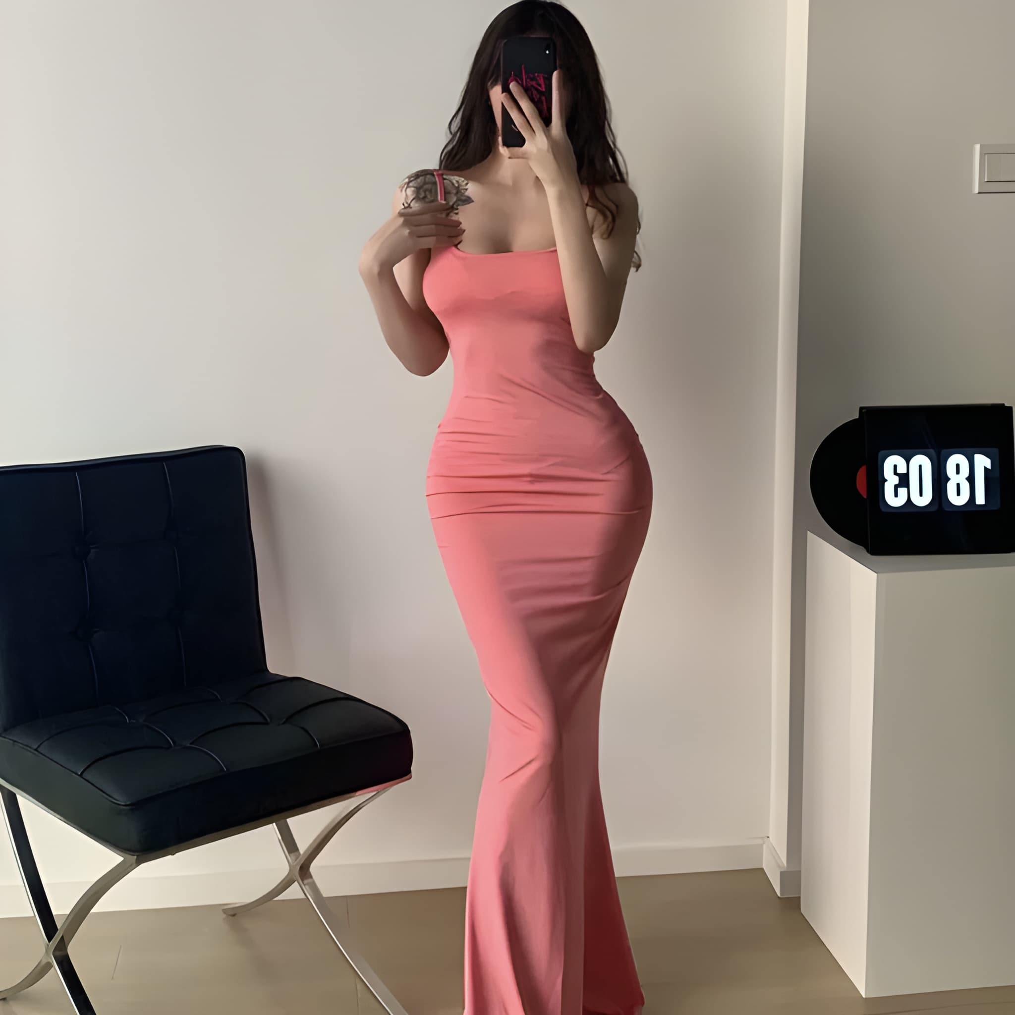 Serena Sculpt Fishtail Maxi Dress - Pink